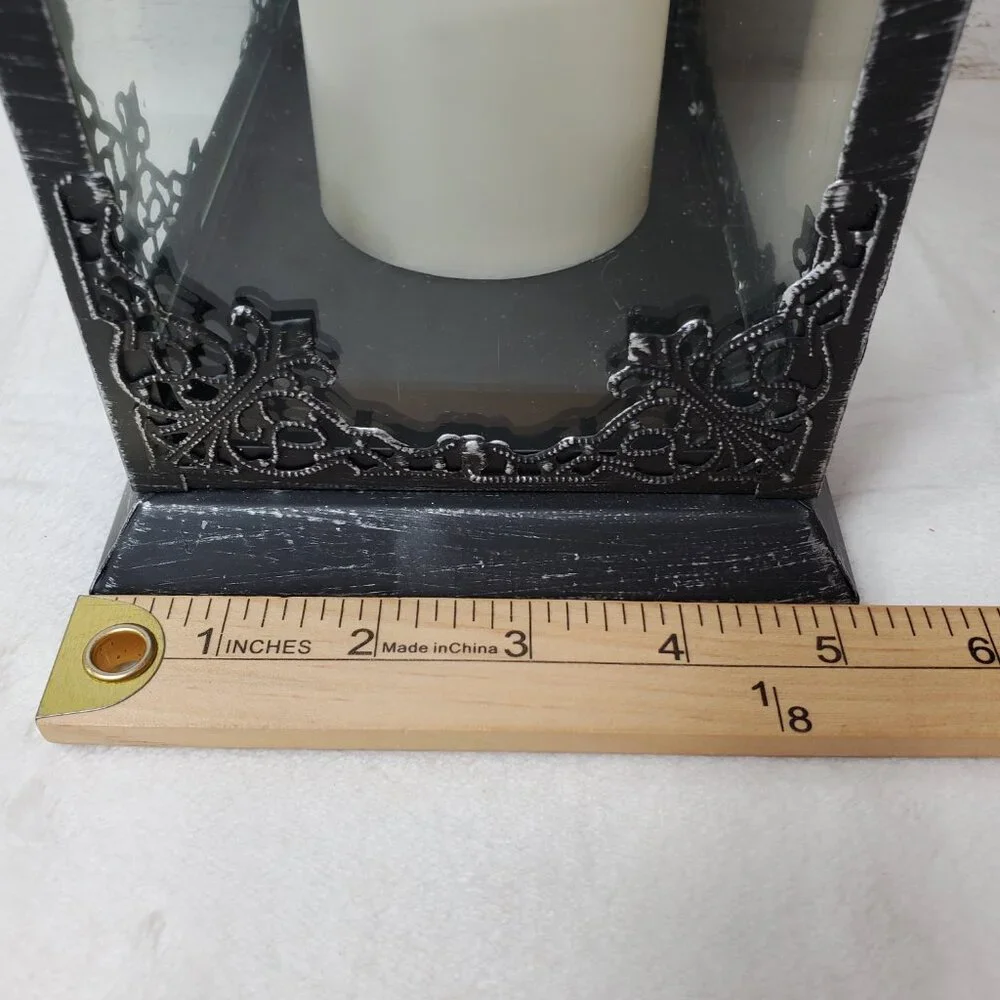 Black Metal Lantern With Candle